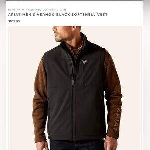 Ariat Men's Vernon Black Softshell Vest